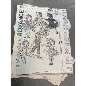 Vintage 1958 Advance 9603 Doll Clothes Sewing Pattern 19" Doll Size Dresses Pant